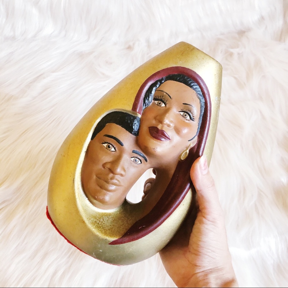 Ethnic Sculpture Faces Couples Vase